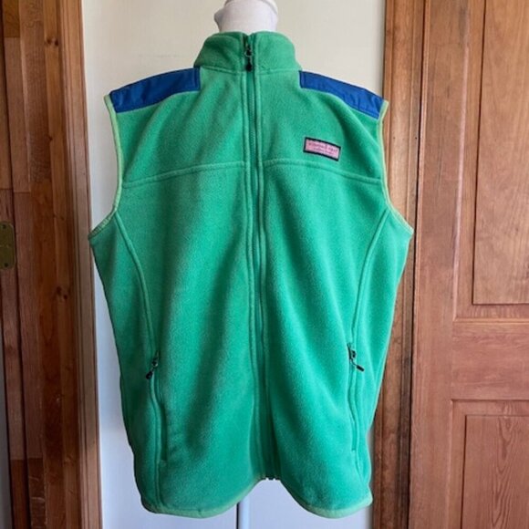 VINEYARD VINES Shep Vest Fleece Zip Front Sleeveless Green Blue Mens L - Picture 6 of 16